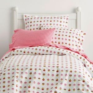 The Company Store twin duvet and sham cupcakes